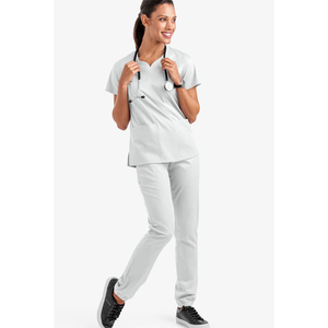 Blouses médicales unisexes de haute qualité à col en V, personnalisables avec logo, service OEM, uniformes d'infirmière confortables pour hôpitaux et établissements médicaux - Product Image 1