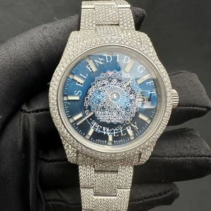 Reloj de Diamantes de Lujo Splendid Gems Jewelry, 28 mm, Correa de Plata/Moissanita, Cristal de Zafiro, Movimiento Analógico de Cuarzo ETA, Día/Fecha - Product Image 1