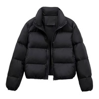 Dropshipping 2024 Veste matelassée courte oversize Mexi Bubble Coat à col standard uni pour femme, Hiver Automne, Parka Femme