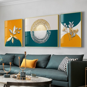 Daystar Trade Ensemble d'art mural moderne en forme de triangle avec motifs floraux dorés, décoration murale pour la maison, entrée - Product Image 3