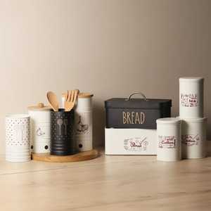 White Round Metal Tea Canister Airtight Storage <b>Container</b> Minimalist Design 1-3L Capacity for Kitchen <b>Food</b> Storage - Product Image 2