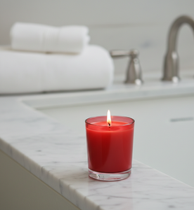 Velas Aromáticas Rojas Elegantes al por Mayor en Frascos de Vidrio Transparente, Cera de Soya Premium, Quema Estable, Decoración para el Hogar, Estilo Moderno, Ramadán - Product Image 2