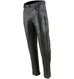 Pantalon en cuir de vachette taille haute pour homme, style décontracté, qualité supérieure, pantalon de moto, vente en gros, couleur noire - Product Image 3