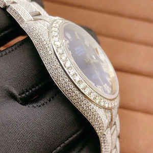 Reloj BOJ R.O.L.E.X.029 con Números Romanos, Moissanita Completa, de Lujo, Cuarzo Analógico, Acero, 41MM, 3BAR Resistente al Agua, Estilo Hip Hop para Hombre - Product Image 6