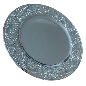 Antique Brass Charger <b>Plate</b> With Ornate Embossed Rim Handcrafted Metal Serving Tray For Wedding Hotel And Fine Dining Restaurant - Product Image 5