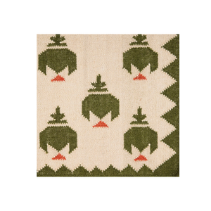 Tapis en laine tissé à la main à pois, orange, vert, crème, motif à pois, tapis de sol en laine tissé - Product Image 1