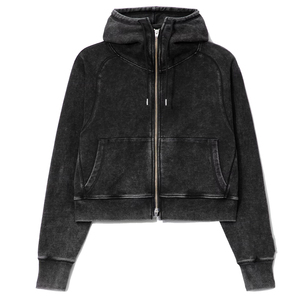 Sweat-shirt à capuche surdimensionné de qualité supérieure, couleur noire, manches longues, fermeture éclair, anti-boulochage, effet délavé à l'acide, pour adulte - Product Image 1