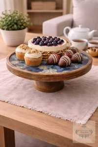 Handcrafted Natural Solid Wood Eco-Friendly <b>Cake</b> <b>Mold</b> Round Serving Platter Pedestal Base Home Kitchen Event Decor Good Price - Product Image 4