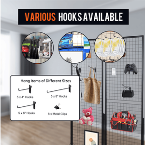 2 Pack 24\"x67\" Dual Sided Wire Panel Display System Commercial <b>Grid</b> <b>Wall</b> T Base Stand for Retail Stores & Craft Fairs - Product Image 3