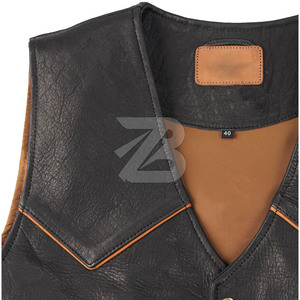Gilet de moto en cuir PU noir pour homme - Imperméable, réversible, col en V, style streetwear, vêtement d'extérieur pour l'hiver - Product Image 2