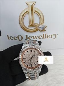 Reloj de Pulsera de Lujo con Esfera Cubierta de Cristales para Fiestas, Reloj de Hombre Estilo Hip Hop con Diamantes Moissanite - Product Image 1
