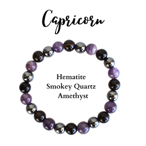 Capricorn Zodiac Gemstone <b>Beaded</b> Bracelet | <b>Crystal</b> Astrology Inspired Jewelry | Wholesale Bulk Unisex Bracelet Supplier - Product Image 1