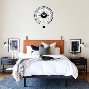 Decorative Metal Hanging Wall <b>Clock</b> Modern Quartz Wall <b>Clock</b> Stylish Home Decor <b>Clock</b> for Living Room Bedroom Office Hallway - Product Image 5