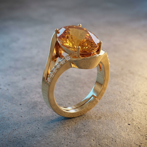 Yellow Hydro Oval <b>Ring</b> US 6 CZ 925 Sterling <b>Silver</b> 18K Gold Plated Trendy Handmade <b>Ring</b> Modern <b>Statement</b> Jewelry - Product Image 3