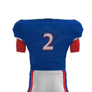 Ensemble d'uniformes de football américain de qualité supérieure, durable, respirant, doux, tissu 100% polyester, col en V, manches courtes - Product Image 4