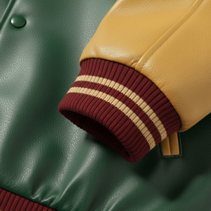 แจ็คเก็ตเบสบอลปักลายเชนิลล์หนังแท้พร้อมโลโก้สั่งทำพิเศษสำหรับผู้ชาย แจ็คเก็ตวาร์ซิตี้แขนหนังแบบวินเทจ - Product Image 6