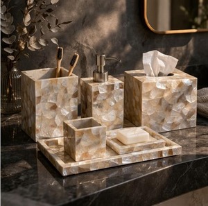 Ensemble de salle de bain en résine, accessoires de salle de bain en résine, ensemble moderne de luxe en résine faite à la main - Product Image 2