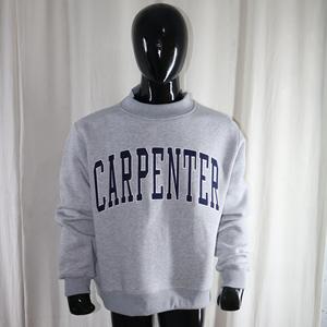 Sweat-shirt à col montant gris chiné CARPENTER, 100% bleu marine, broderie appliquée, col large, URBAN PRODUCTIONS - Product Image 2