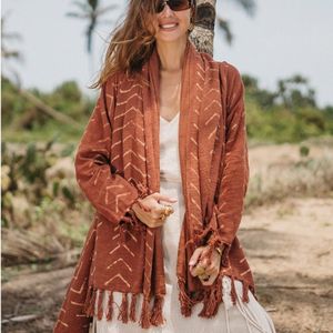 Vestido tipo cárdigan estilo bohemio con flecos y acabado deshilachado para mujer, tipo kimono, ideal para festivales de verano, al por mayor. - Product Image 3