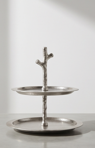 Soporte Multifuncional de 2 Niveles para Pasteles, de Metal Plateado, Redondo, con Bandeja para Servir, para Té de la Tarde, Exhibidor de Pastelería - Product Image 2