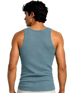 Débardeur côtelé pour homme, coupe ajustée, sans manches, en coton, couleur vert saumuri, personnalisé par le fabricant, pour la gym, le sport, la musculation, décontracté, été - Product Image 2