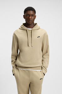 Conjunto de Sudadera con Capucha y Pantalones Deportivos para Hombre, Color Beige, Corte Regular, Estilo Casual, Color Sólido con Logotipo Frontal, Ropa de Otoño - Product Image 3