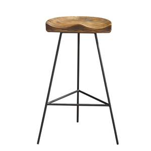 Table d'appoint en fer avec plateau en bois robuste, conçue pour une stabilité, un équilibre et des besoins de mobilier intérieur élégant - Product Image 3