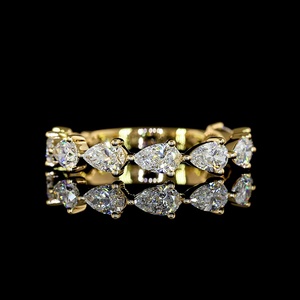 Bague d'éternité vintage en or massif 18 carats avec diamant taille poire 1,25 carat certifié IGI, style East West, pour mariage, en forme de goutte horizontale - Product Image 1