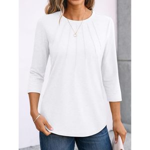 2025เดรสลำลองแขนยาว3/4ของผู้หญิงเสื้อธรรมดาคอกลมมีจีบ - Product Image 3