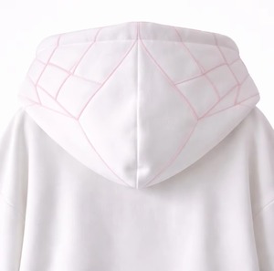 Sudadera con Capucha Blanca con Estampado de Araña Rosa, Logotipo Bordado, Impresión Digital, Ecológica, Casual, Unisex, Invierno, Impermeable - Product Image 3