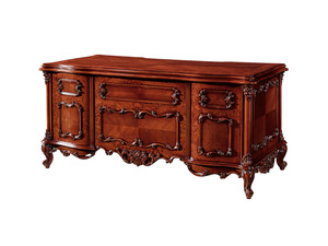 Grand Living Armand French writing <b>desk</b> is crafted from mahogany and features intricate hand carved details and a distinctive - Product Image 2