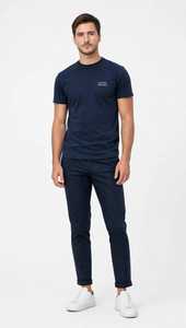 ONETEN APPAREL <b>Men's</b> <b>Navy</b> <b>Blue</b> Short Sleeve O-Neck <b>T</b>-<b>Shirt</b> with Pattern Front Digital Print Casual Oversized Fit Tee - Product Image 2