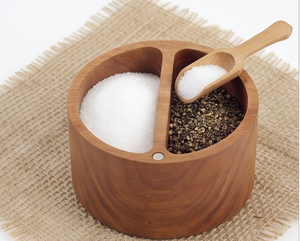Boîte en bois pour sel, sucre et épices avec couvercle et séparateur interne, ustensile de cuisine durable, idéal pour les mariages, les hôtels et les fêtes - Product Image 6