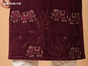 Kurta de hombre de calidad premium con diseño de elefante y lentejuelas, conjunto de pijama de algodón hasta la rodilla, proveedor de la India. - Product Image 6