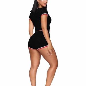 Conjuntos de Ropa Casual de Verano de Alta Calidad para Mujer - Conjuntos de 2 Piezas con Camiseta Corta a Rayas y Pantalones Cortos con Estampado Sólido al por Mayor BY BS 2026 - Product Image 2