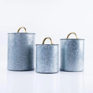 Contenants de stockage alimentaire en métal cylindriques avec couvercles, hermétiques, pour la conservation de la fraîcheur, design industriel, pour utilisation en garde-manger - Product Image 2