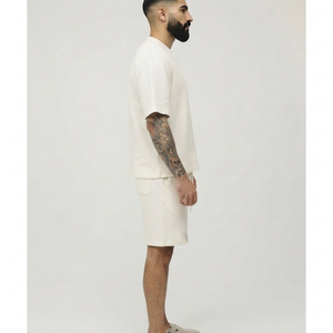 Ensemble de survêtement d'été OEM pour homme, respirant, décontracté, couleur unie, coupe ample, deux pièces (T-shirt et short) - Product Image 3