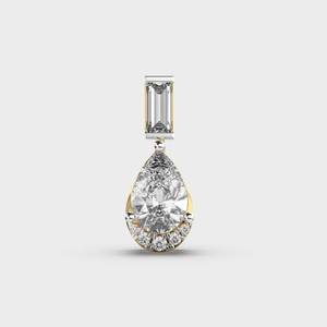 Luxury 14K <b>Solid</b> <b>Gold</b> Pear Cut Moissanite <b>Pendant</b> With Baguette Top Claw Setting Women's Wedding Jewelry <b>Pendant</b> - Product Image 2