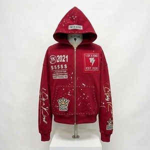 Sweat à capuche zippé pour homme en coton épais 380 GSM, personnalisable avec logo OEM, imprimé sérigraphié, confortable et respirant - Product Image 5