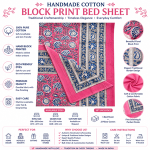 Reversible 100% Cotton Bed <b>Quilt</b> Handcrafted Printed Floral Comforter Lightweight Breathable <b>Winter</b> Bedding for Home Hotel - Product Image 6