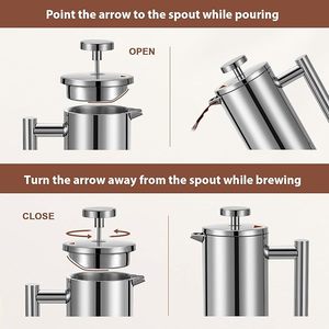 French Presses Coffee Press Manual <strong>Coffe</strong> Stainless Steel Double Wall Insulated <strong>Pot</strong> <strong>Coffe</strong> Best - Product Image 4