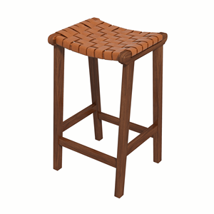 James Mid Century Modern Genuine Tan <b>Leather</b> 24.5\" Counter <b>Stool</b> Bar <b>Stools</b> - Product Image 1
