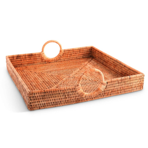 Handmade Eco-friendly <b>Round</b> Rattan Serving <b>Tray</b> Natural Woven Wicker Basket for Coffee <b>Table</b> Breakfast and Decorative <b>Tray</b> - Product Image 4