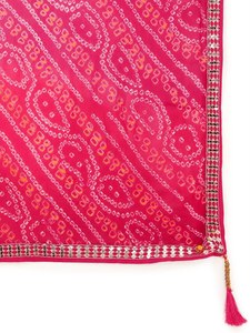 Elegant Floral Embroidered Organza Lehenga Choli with Pink Crop <b>Top</b> and Red Dupatta Empire Waist <b>Sequined</b> A-Line Gown - Product Image 2