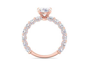 Anillo de compromiso de diamante cultivado en laboratorio con forma de pera, banda pavé, piedras laterales en racimo, anillo nupcial de oro, anillo de diamante de lujo - Product Image 4