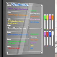 Tableau magnétique effaçable à sec en acrylique personnalisé pour la planification hebdomadaire des repas, organisateur de calendrier de cuisine, vente en gros