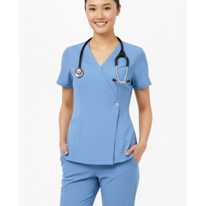 Uniforme Médico Unisex con Cierre Lateral, Spandex/Algodón, con Bolsillos Funcionales, para Uso Hospitalario, Suministro de Fábrica OEM ODM - Product Image 1