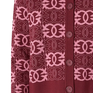 Cardigan en laine et cachemire épais rouge pour femme, col en V, manches longues, boutons recouverts, pull tricoté d'hiver - Product Image 2