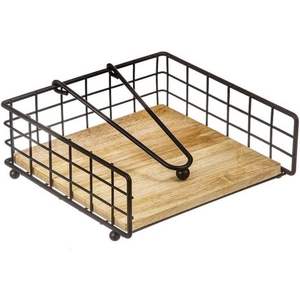 Porta Servilletas de Madera de Acacia y Metal Negro Dorado para Restaurante 2026, al Mejor Precio, el Más Vendido, Porta Servilletas de Mesa Único - Product Image 5