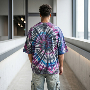 T-shirts Boxy Tie-Dye à Épaules Tombantes pour Hommes, Col Rond Oversize, T-shirt Tie-Dye Délavé, T-shirt Boxy Personnalisé par Sublimation pour Hommes - Product Image 5